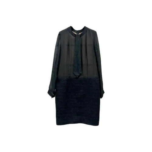 CHANEL 21K Длинное платье с длинными рукавами женское черное