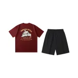 Бордовый (Бордовый топ + черные шорты)