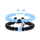 Аквамарин Pith+Черный Frosted Любовь Магнитный Застежка Браслет