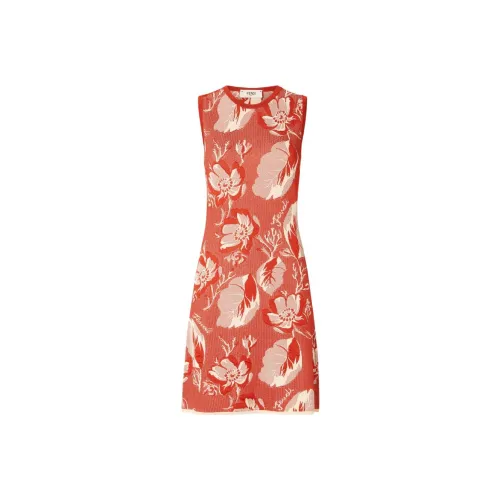 FENDI SS25 Без рукавов Платье Женское Красное