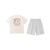 Абрикосовый топ + серые шорты