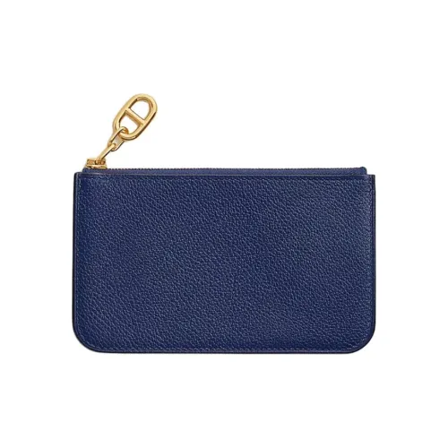 HERMES ZipengoChaine D'Ancre Evercolor Телячья кожа Картхолдер Унисекс 73 BLEU Saphir Сапфирово-синий