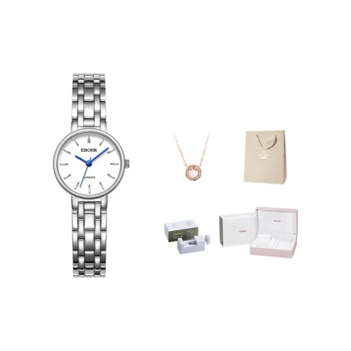 EBOHR Cana Collection Кварцевый механизм ремешок из нержавеющей стали женские часы белый циферблат