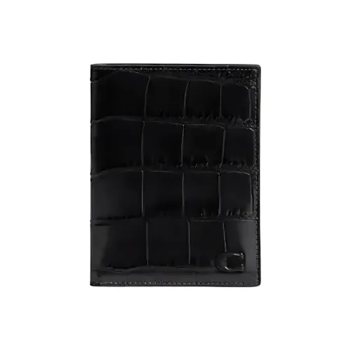 COACH Телячья кожа Держатель для паспорта Мини Мужской Черный