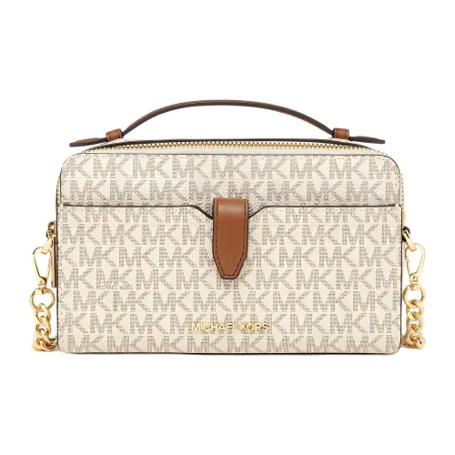 MICHAEL KORS Jet Set Item Покрытый холст Camera Сумка Сумка Сумка через плечо Сумка через плечо Средний Женский Ванильный белый