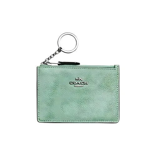 COACH Mini Id Skinny Крестообразная текстура Кожа Сумка для документов Картхолдер Мини Женские Травяной зеленый
