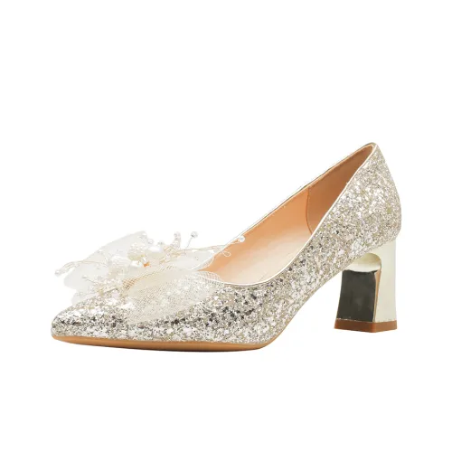 GOSO Грубый каблук Высокие каблуки Женские Шампанское золото