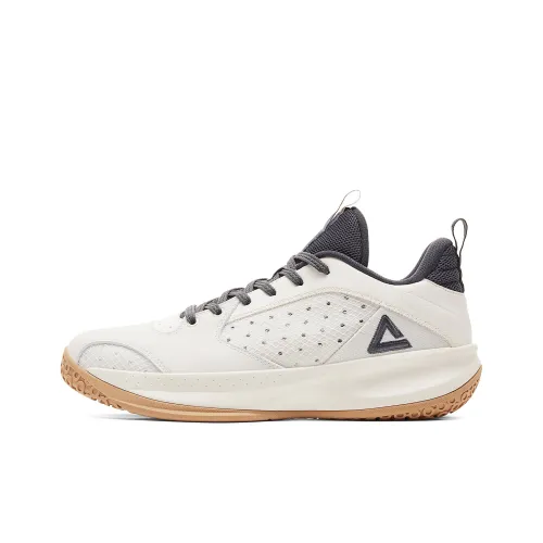 PEAK Lan Qie Амортизация Дышащий И Устойчивый Дизайн Низкие Баскетбольные Кроссовки Мужские Холст Белый Темно-Серый