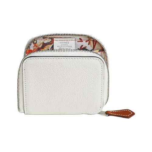 HERMES Silk'In Evercolor BARENIA Телячья кожа Мелочь Кошелек Женские Новый Белый Оранжевый Цвет серой чайки