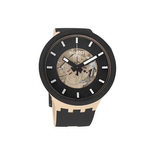 Swatch Quartz Механизм Мужские часы Часы 47 мм Черепный циферблат Биокерамика Чехол часов Силиконовый ремешок