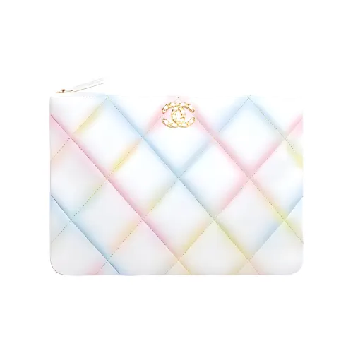 CHANEL Printed Козья кожа Клатч Женская Белая