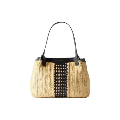 Serapian Raffia Tote Bag Shopping Bag Women's Natural Black