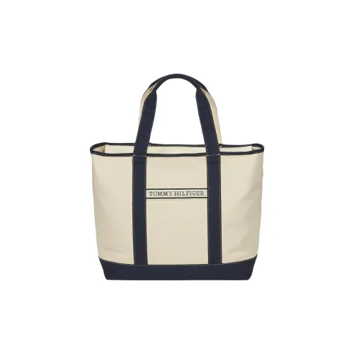 Tommy Hilfiger Композитная ткань Тоут Сумка Сумка для покупок Сумка Большая Женская Бежевая Синяя