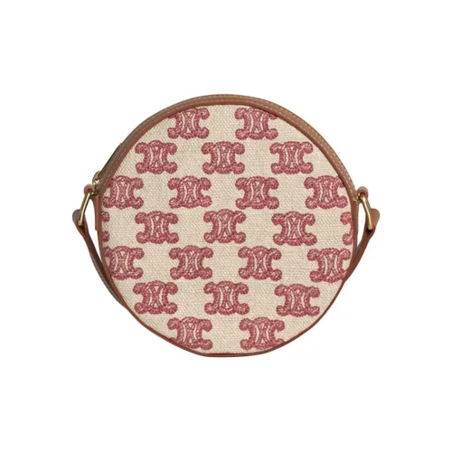 CELINE Triomphe Ткань с коровьей кожей Круглый кошелек сумка через плечо Женская Candy Color Винтажный розовый