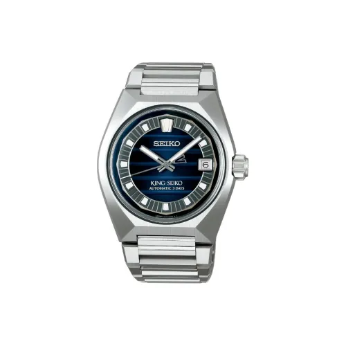 SEIKO Автоматический Ручной Механизм Нержавеющая Сталь Ремешок Часы 41 мм Мужские Часы Синий Циферблат