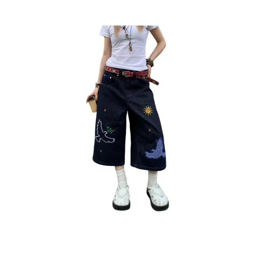 UNA RETA Темно-синие унисекс джинсовые шорты