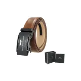 Черные линзы / металлическая застежка + 95 узор, кофейный ремень (коробка)