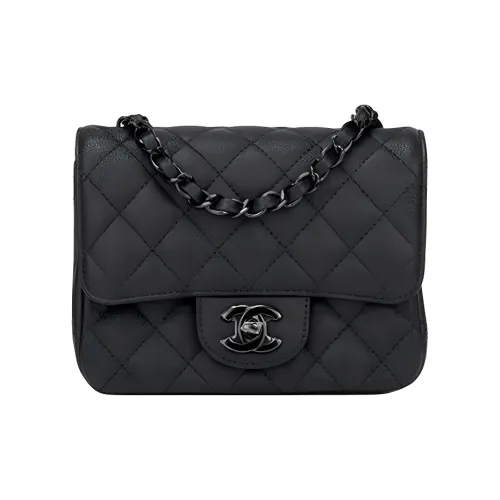 CHANEL Мини Квадратная Сумка с Клапаном через плечо Женская Черная
