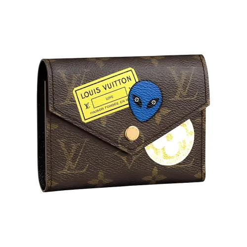 LOUIS VUITTON Victorine Canvas Leather Victoria Wallet Women's Brown