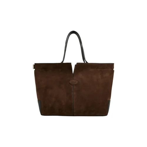 TOD'S DI Замша Телячья Кожа Сумка Средний Женский Коричневый