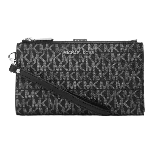 MICHAEL KORS Jet Set Холст Запястье Сумка Клатч Кошелек Унисекс Черный Серебряный