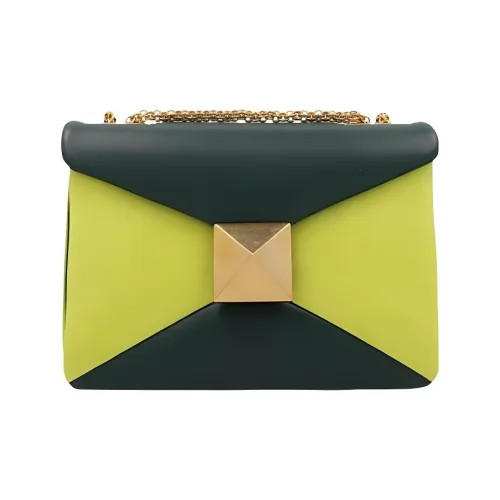 Valentino Lambskin Portable Crossbody Bag Shoulder Bag Women's Green Yellow Валентино Lambskin Портативная сумка через плечо плечевая сумка для женщин зеленый и желтый