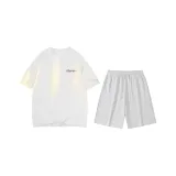 White (Белый топ + Цветочные серые шорты)