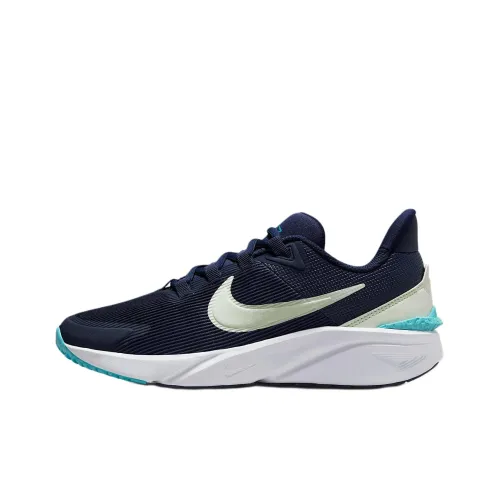 Nike Star Runner 4 Slip-Resistant Abrasion-Resistant Low Top Детская Беговая Обувь Синие Белые