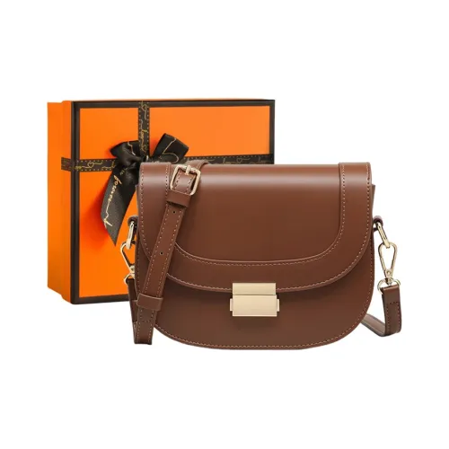 OUBOTE Сумка из коровьей кожи Saddle Сумка через плечо Сумка на плечо Стандартная Женская Коричневая