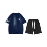 Темно-синий (Темно-синий топ + черные шорты)