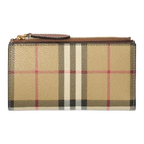 Burberry Складной Бумажник Среднего Размера В Клетку Застежка На Кнопку 10 Отделений Для Карт Отделение На Молнии