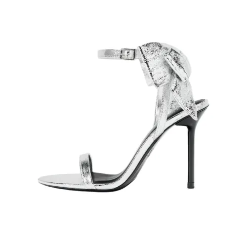 ZARA One Ремень Сандалии 9,5 см Женские Серебряные