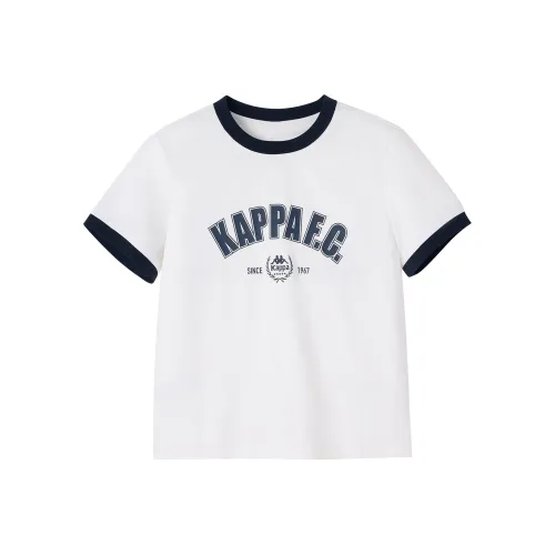 KAPPA Trendy Versatile Спорт Многоцветный Короткий рукав Повседневный 100% хлопок True Форма Укороченный T-рубашка Женская