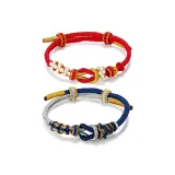 Моксианли Персик Браслет с Узлом Парный (1 пара) (Красный + Синий)