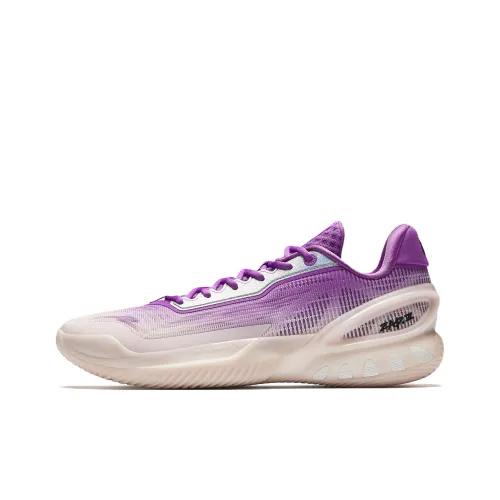ANTA Zap 3 Амортизация Износостойкий Низкий Топ Передняя часть Fork Карбоновая плита Баскетбольные кроссовки Мужские Белый Фиолетовый