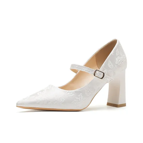 GOSO Грубый каблук Туфли Мэри Джейн Женские Белые