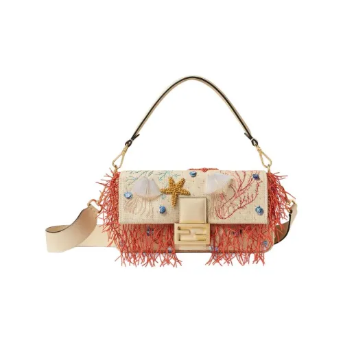 FENDI Тканый материал сумка-багет сумка через плечо сумка среднего размера женская многоцветная