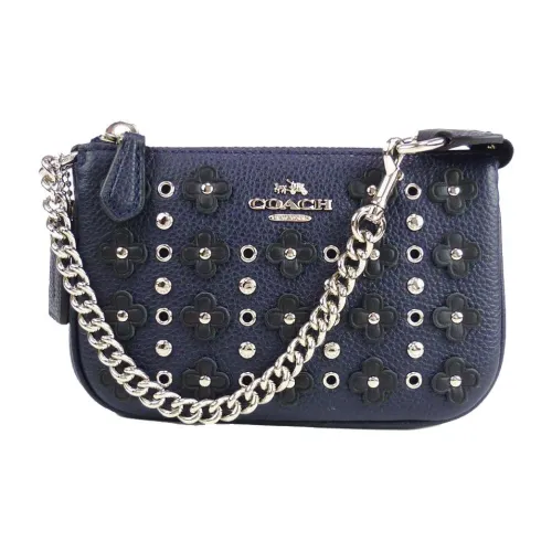 COACH Nolita Pebble Кожа Маленькая Сумка Плечевая Сумка Клатч Мини Женский Морской Синий