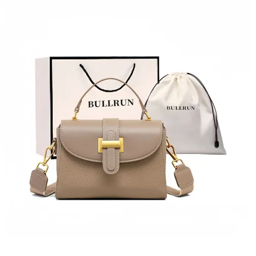 Bullrun Коровья кожа с синтетической кожей сумка женская слоновая серая
