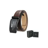 Чёрные линзы / металлическая пряжка + 60-С рельеф, коричневый ремешок (коробка)