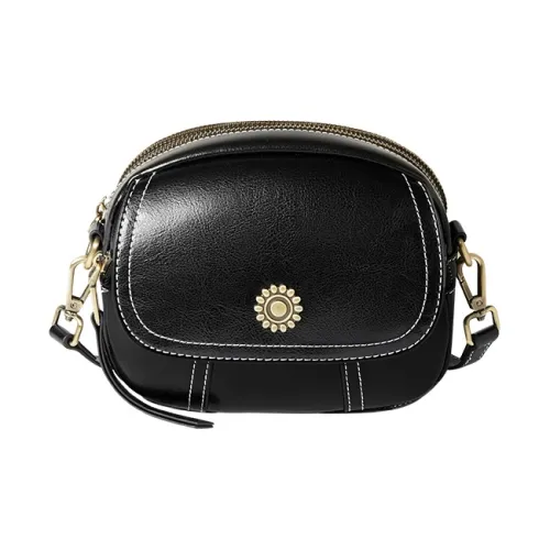 Narandu Коровья кожа Маленькая круглая сумка Сумка через плечо Сумка на плечо Маленькая Женская Черная