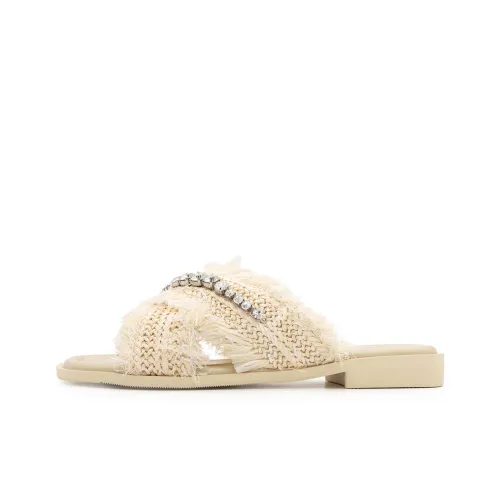 FED Стразы Противоскользящие Устойчивые к истиранию Слипоны Женские Бежевые