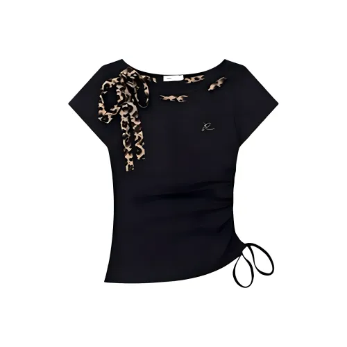 Mu Qingqing Черные Женские Футболки