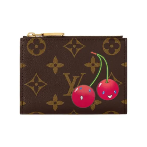 LOUIS VUITTON Takashi Murakami Коллаборация LISA Monogram Покрытый холст Кошелек Картхолдер Женские Коричневый