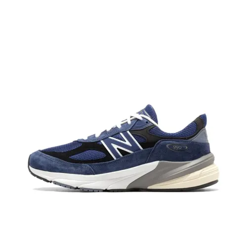 New Balance NB 990 V6 Устойчивый к истиранию Низкий Топ Повседневные Беговые кроссовки Унисекс Синий Черный