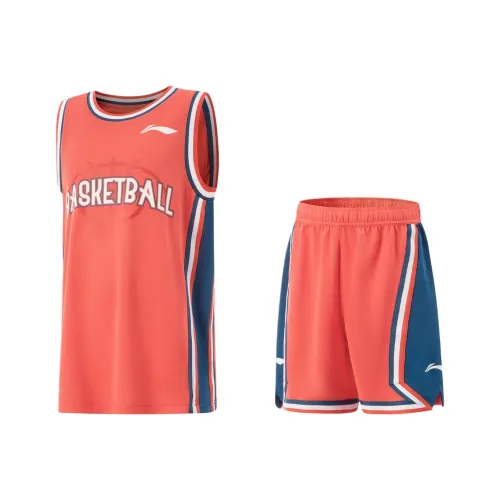 LINING YOUNG Повседневная спортивная одежда Баскетбол 2 предмета комплект Li NING Красный Новый Джинсовый синий Детский