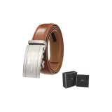 Матовая пряжка цвета оружейного металла +95 Текстура, Кофе Ремень (Коробка)