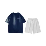 Темно-синий (Темно-синий топ + Цветочный Белый и Серый шорты)