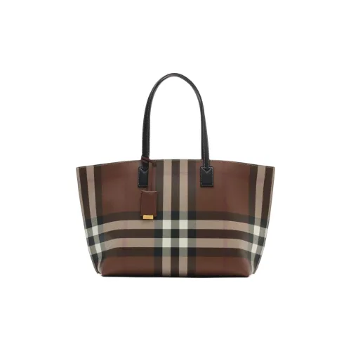 Burberry Сумка-тоут В Клетку, Средний Размер Кожаные Ручки Замок-клипса Внутреннее Отделение Для Карт