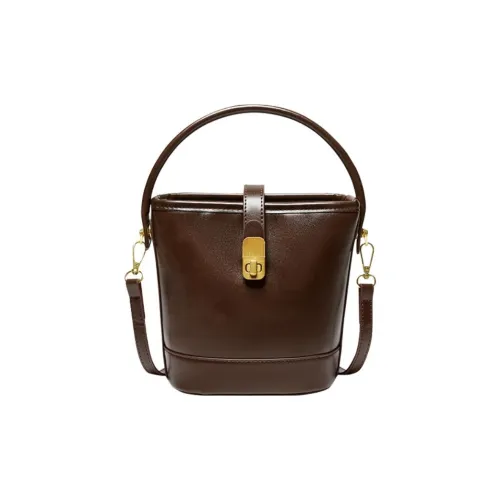 15 MINS Синтетическая кожа Ведрообразная сумка Сумка через плечо Сумка на плечо Сумка через плечо Стандартная Женская Кофейная Черная